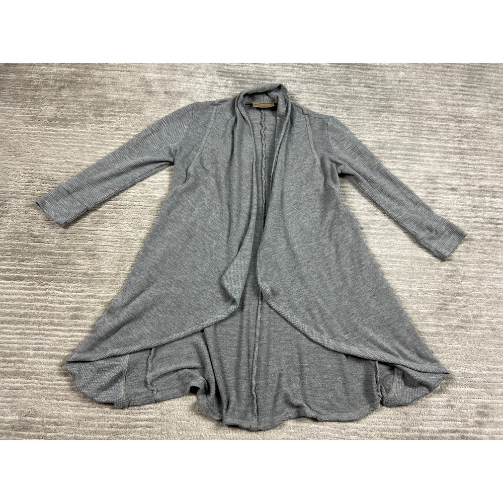 Princess Vera Wang Cardigan Womens XS Gray Open Front High Low Waffle Knit Trim
